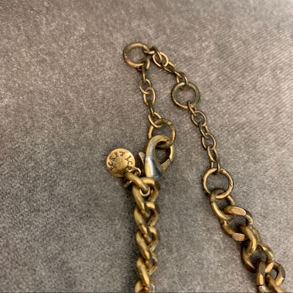 J.crew coral red pink peach clear gem jewelled gold-tone chain link necklace - Picture 8 of 10